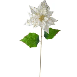 Hot 24" White and Gold Artificial Christmas Poinsettia Flower Poinsettias