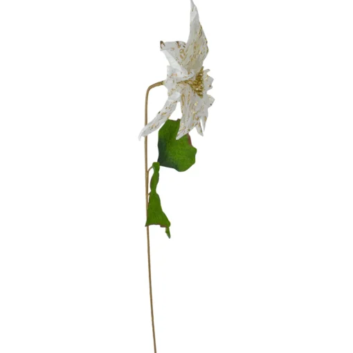 Hot 24" White and Gold Artificial Christmas Poinsettia Flower Poinsettias