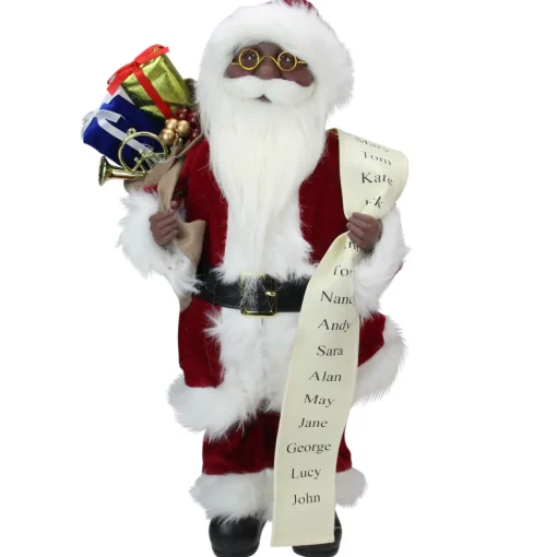 Outlet 16" African American Santa Claus with Naughty or Nice List Christmas Figure Santa Claus