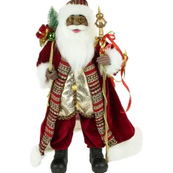 Best 24" African American Santa Claus with Gift Bag Christmas Figure Santa Claus