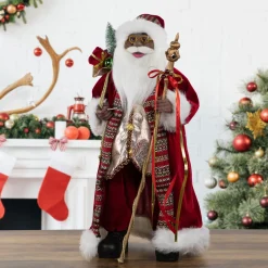 Best 24" African American Santa Claus with Gift Bag Christmas Figure Santa Claus