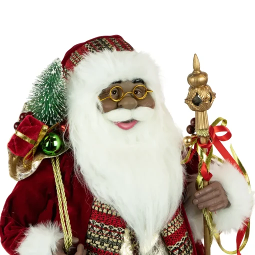Best 24" African American Santa Claus with Gift Bag Christmas Figure Santa Claus