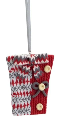Discount 3.25" Alpine Chic Red, White and Gray Knit Style Gift Box Christmas Ornament Novelty
