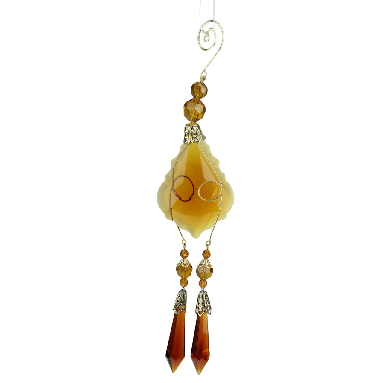 New 9" Amber and Gold Faceted Beads Christmas Pendant Ornament Finials|Pendants