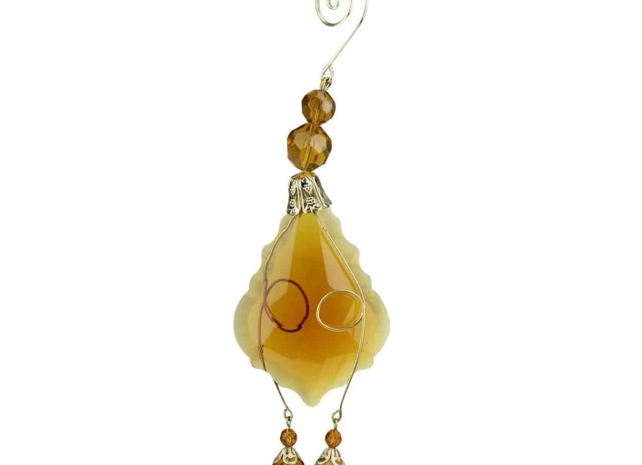New 9" Amber and Gold Faceted Beads Christmas Pendant Ornament Finials|Pendants