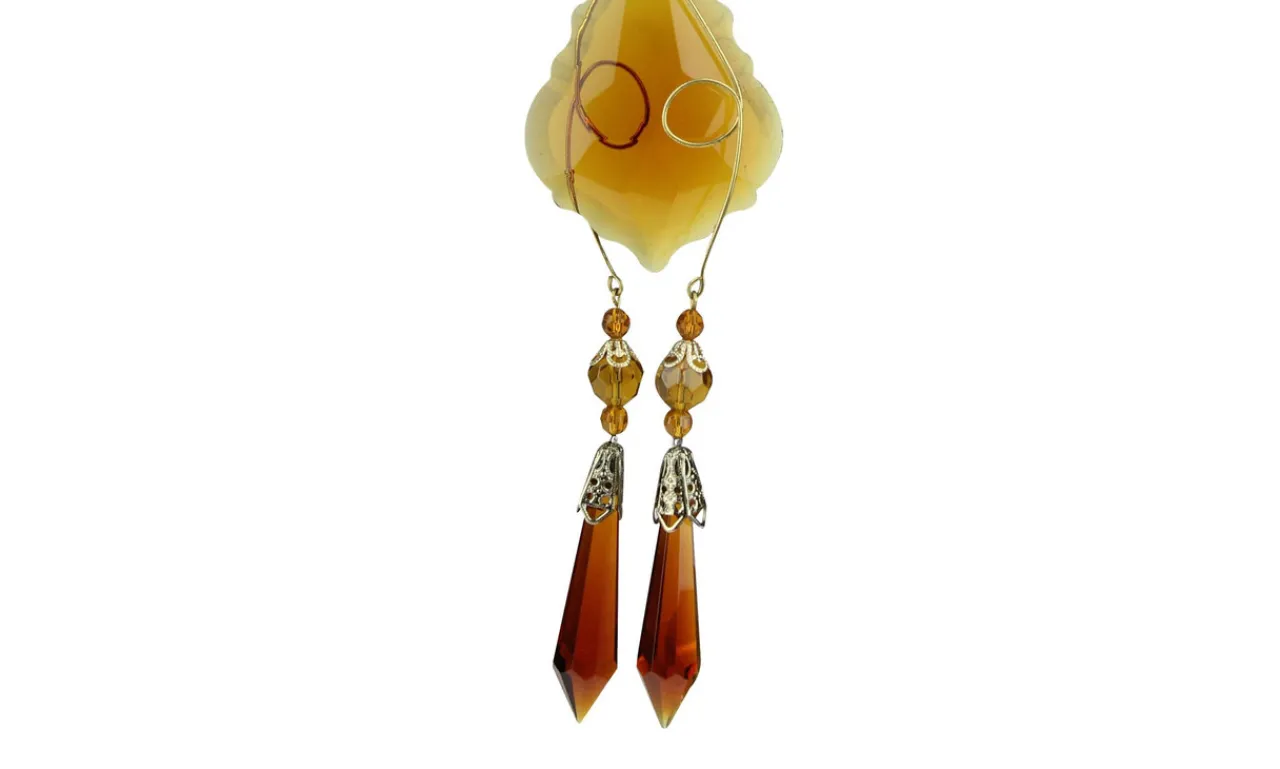 New 9" Amber and Gold Faceted Beads Christmas Pendant Ornament Finials|Pendants