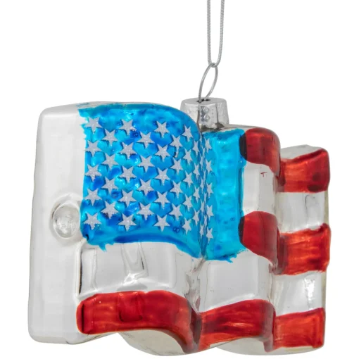 Hot 4" American Flag Glass Christmas Ornament Novelty