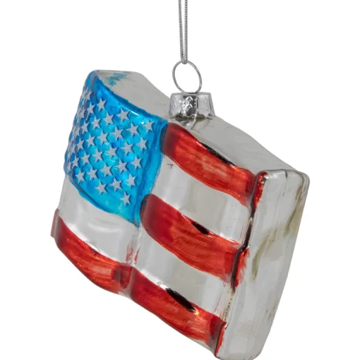 Hot 4" American Flag Glass Christmas Ornament Novelty