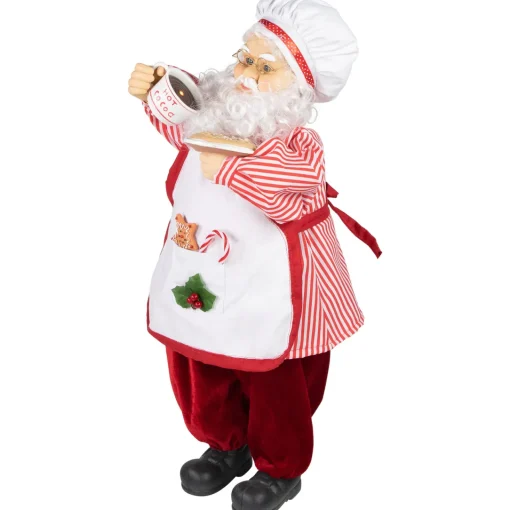 Sale 24" Animated and Musical Chef Santa Claus With Hot Cocoa and Cookie Christmas Figure Santa Claus
