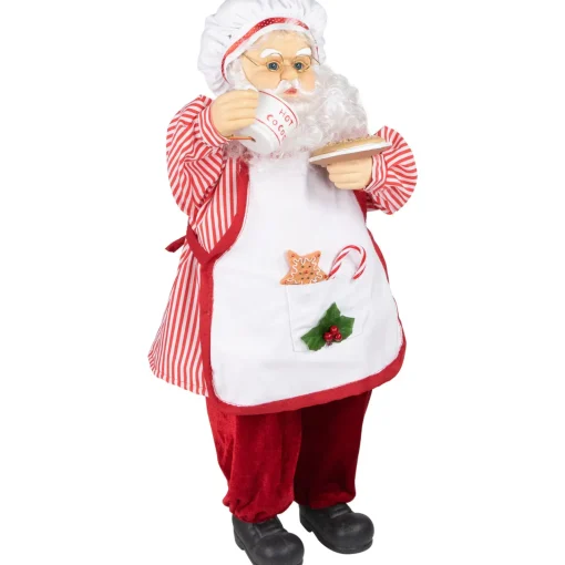 Sale 24" Animated and Musical Chef Santa Claus With Hot Cocoa and Cookie Christmas Figure Santa Claus