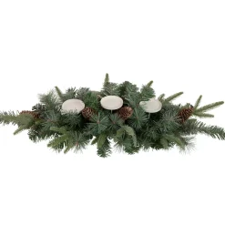 Discount 32" Artificial Mixed Pine and Pine Cones Christmas Candle Holder Centerpiece Candle Holders