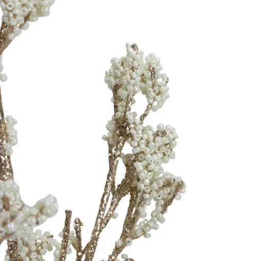 Best 30" Artificial White and Champagne Gold Beaded Twig Christmas Spray Sprays, Picks & Branches