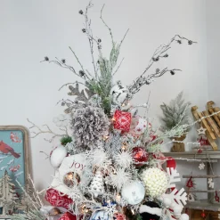 Best 7" Artificial White Frosted Round Twig Christmas Ornament Glass|Ball Ornaments