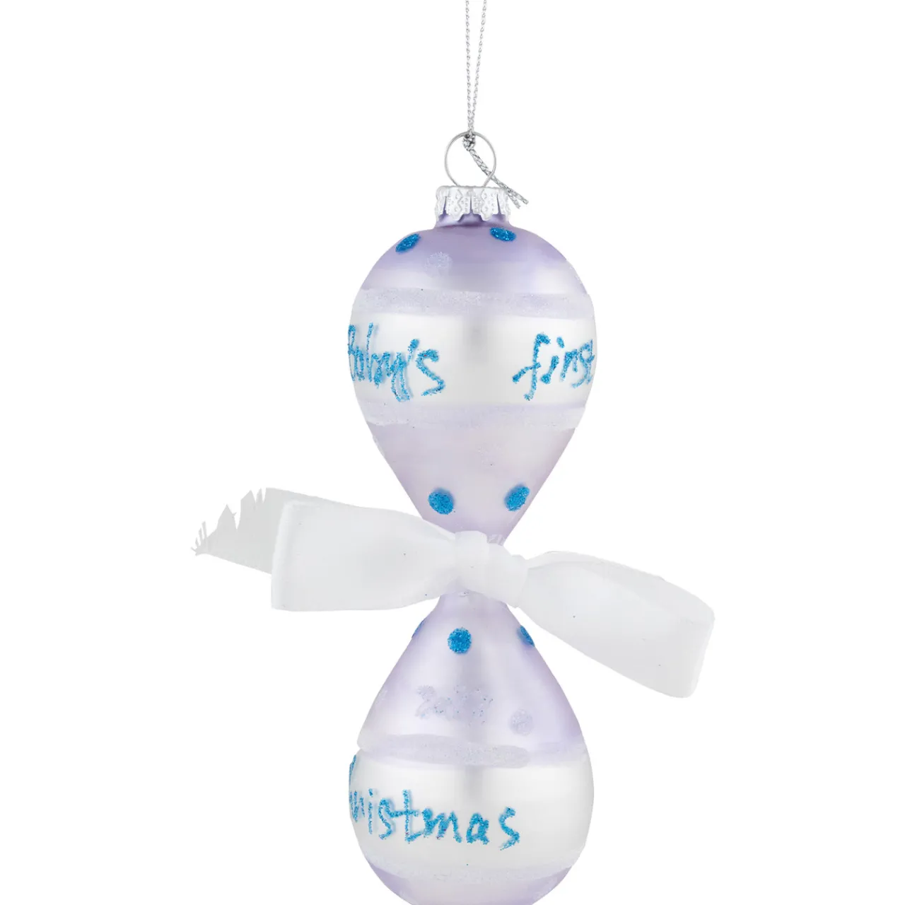 5" Baby Boy's First Christmas 2023 Glass Ornament New Baby
