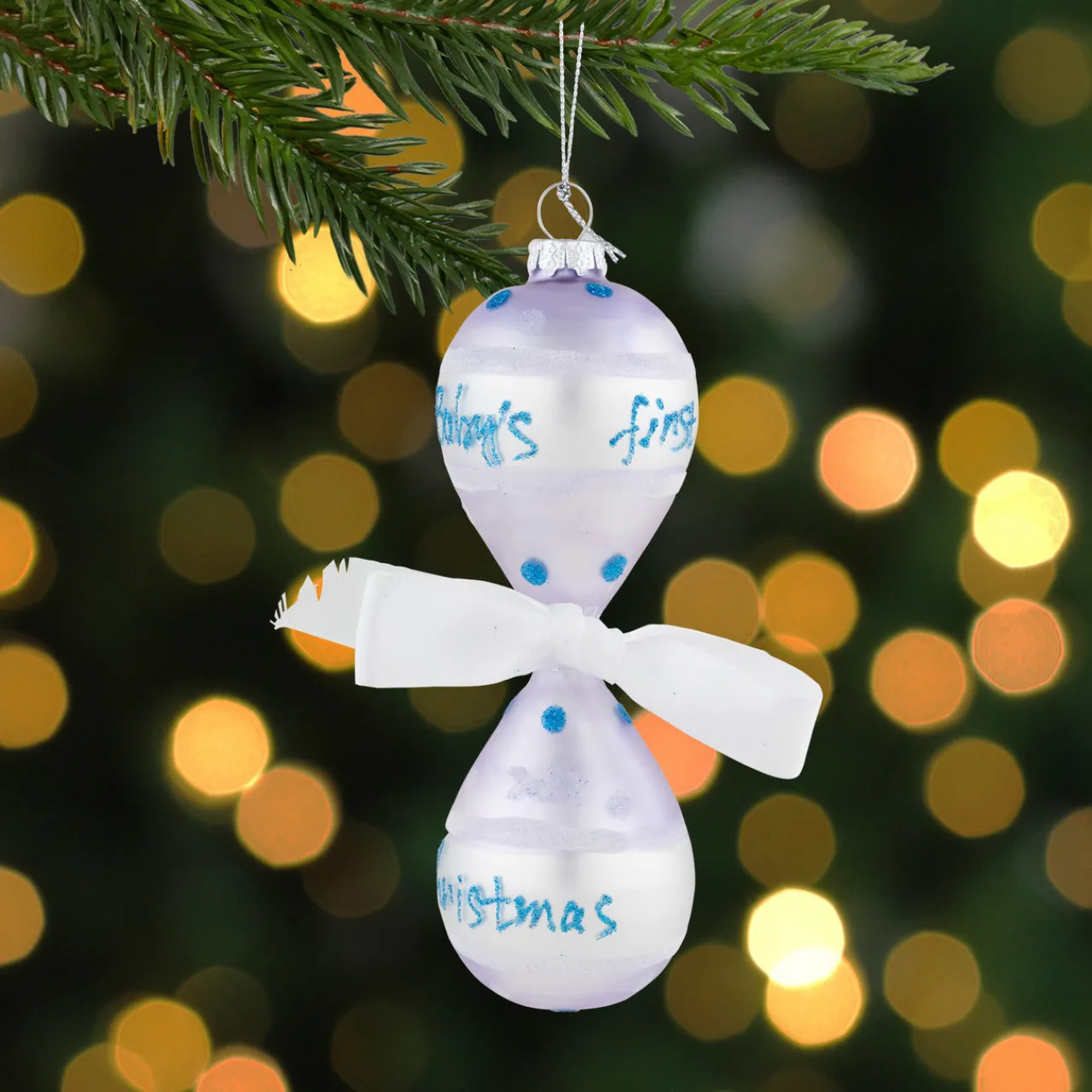 5" Baby Boy's First Christmas 2023 Glass Ornament New Baby