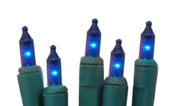 Hot 20 Battery Operated Blue LED Mini Christmas Lights - 9.8 ft Green Wire Battery Operated