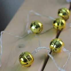 Outlet 8 Battery Operated Gold LED Jingle Bell Christmas Lights - Clear Wire Novelty