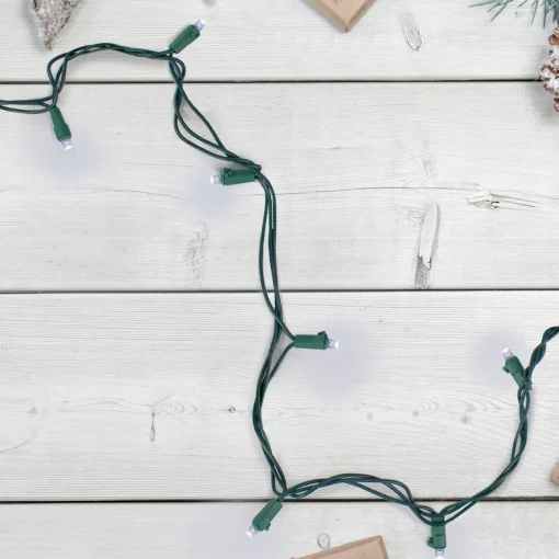 Best 20 Battery Operated Pure White LED Wide Angle Christmas Lights - 9.5 ft Green Wire Battery Operated