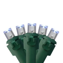 Sale 50 Battery Operated Pure White LED Wide Angle Christmas Lights - 23.5 ft Green Wire Battery Operated