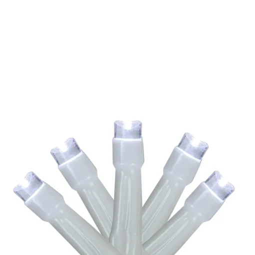 Clearance 10 Battery Operated White LED Wide Angle Christmas Lights - 3 ft White Wire Led