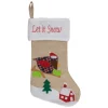 Best 19" Beige and Red Burlap "Let It Snow" Bird Christmas Stocking Stockings