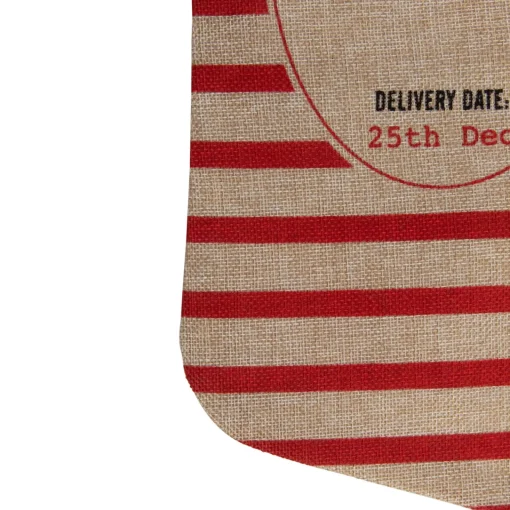 Outlet 19" Beige and Red Striped "Christmas Delivery" Stocking With Loop Stockings