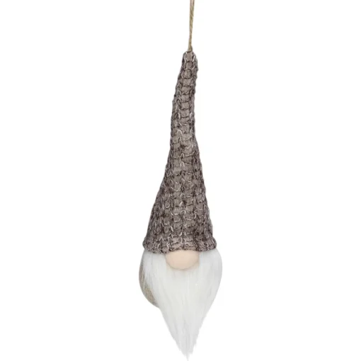 Hot 8" Beige and White Hanging Gnome Christmas Ornament Gnomes