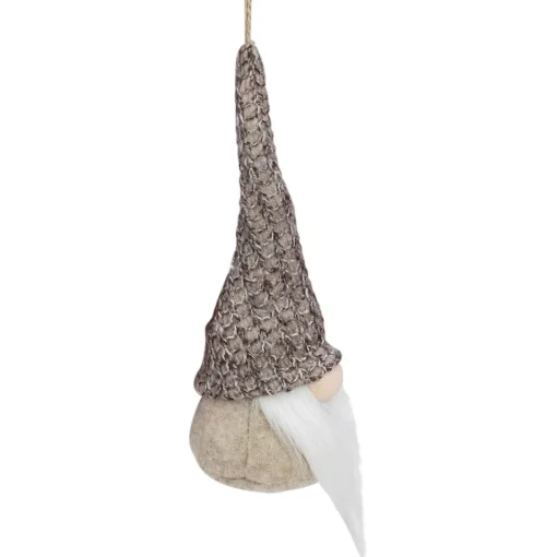 Hot 8" Beige and White Hanging Gnome Christmas Ornament Gnomes