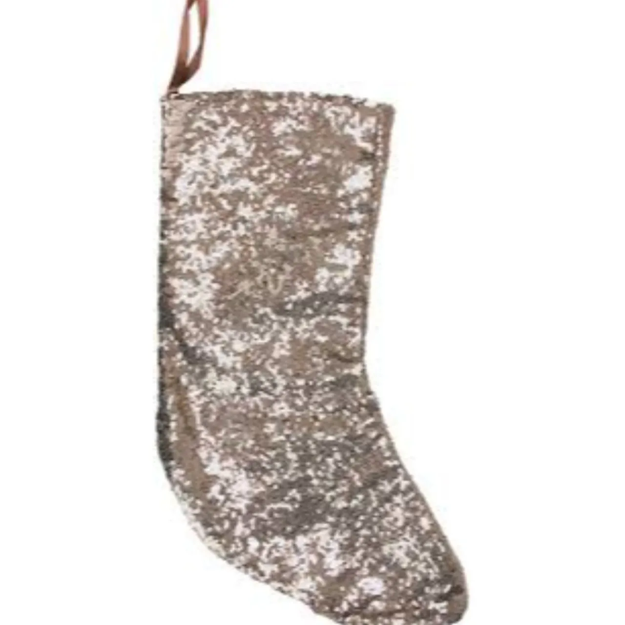 17.5" Beige Paillette Sequins Hanging Christmas Stocking Stockings