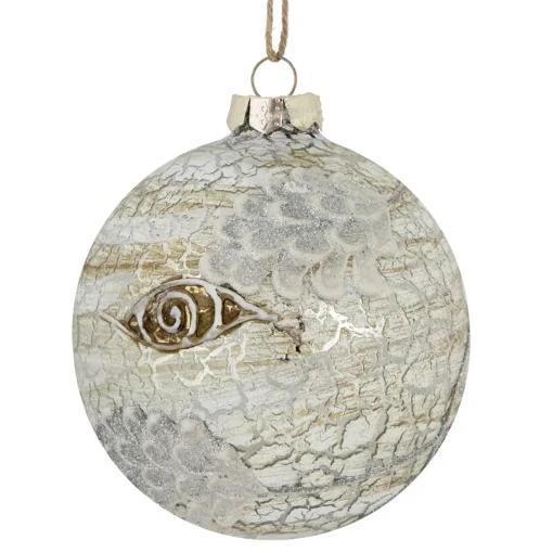 Hot 4" Birch Wood and Glitter Pine Cones Glass Ball Christmas Ornament Glass|Ball Ornaments