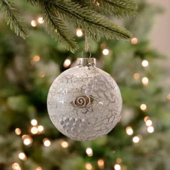 Hot 4" Birch Wood and Glitter Pine Cones Glass Ball Christmas Ornament Glass|Ball Ornaments