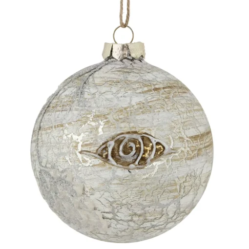 Hot 4" Birch Wood and Glitter Pine Cones Glass Ball Christmas Ornament Glass|Ball Ornaments