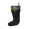 Discount 20" Black and Gold Pearl Beaded Christmas Stocking Stockings