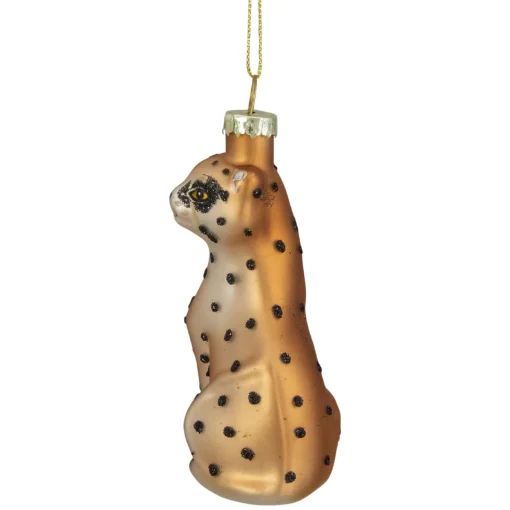 Online 4" Black and Orange Glass Leopard Christmas Ornament Animals