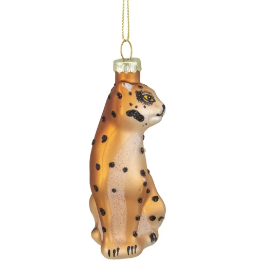 Online 4" Black and Orange Glass Leopard Christmas Ornament Animals