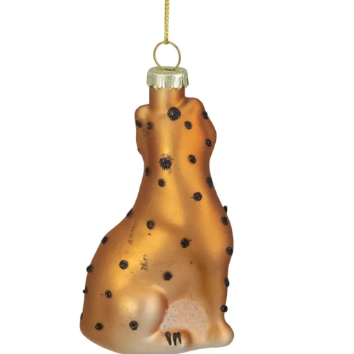 Online 4" Black and Orange Glass Leopard Christmas Ornament Animals