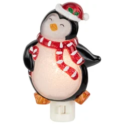 Online 6" Black and Red Happy Penguin in Santa Hat Christmas Night Light Night Lights