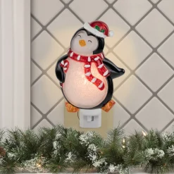 Online 6" Black and Red Happy Penguin in Santa Hat Christmas Night Light Night Lights