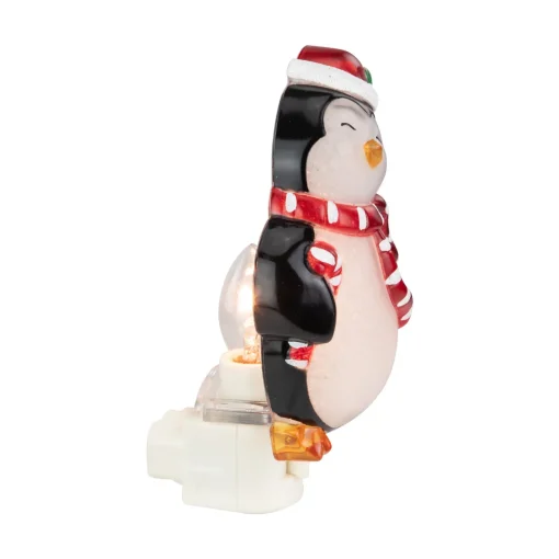 Online 6" Black and Red Happy Penguin in Santa Hat Christmas Night Light Night Lights