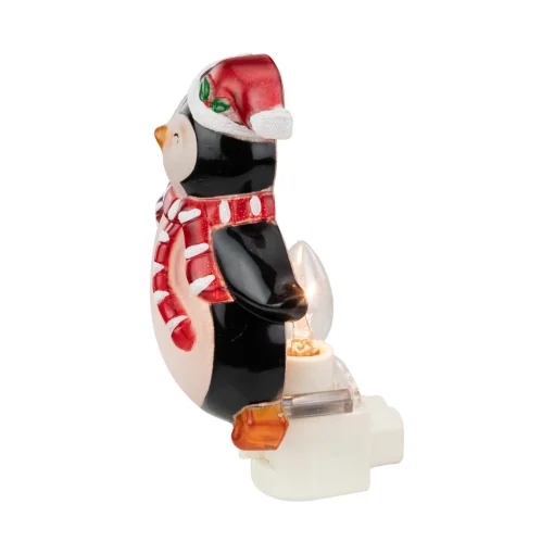 Online 6" Black and Red Happy Penguin in Santa Hat Christmas Night Light Night Lights