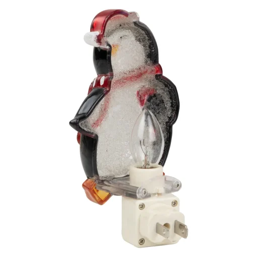 Online 6" Black and Red Happy Penguin in Santa Hat Christmas Night Light Night Lights