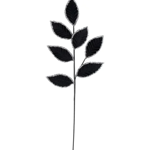 Best 26" Black and Silver Sequin Leaves Christmas Spray Sprays, Picks & Branches