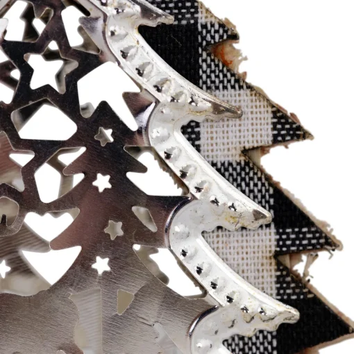 Clearance 4" Black and White Buffalo Plaid Christmas Tree with Reindeer Ornament Garden & Floral