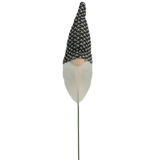 Discount 12.5" Black and White Tweed Santa Gnome Head Christmas Pick Sprays, Picks & Branches