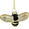 Outlet 3.25" Black and Yellow Bee Glass Christmas Ornament Animals