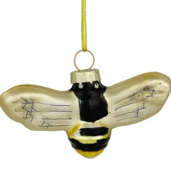 Outlet 3.25" Black and Yellow Bee Glass Christmas Ornament Animals