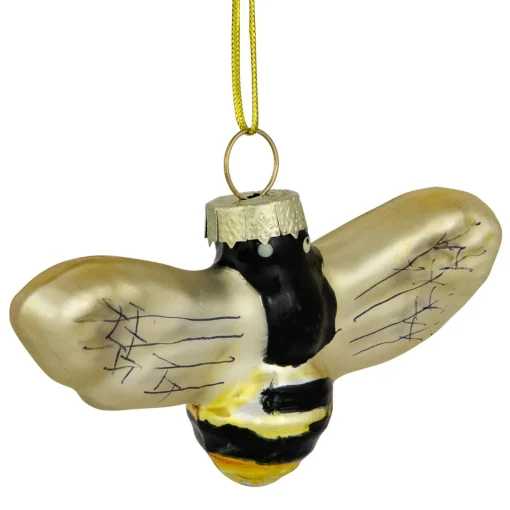 Outlet 3.25" Black and Yellow Bee Glass Christmas Ornament Animals