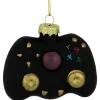4" Black Game Controller Glass Christmas Hanging Ornament Sports