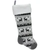 Outlet 21" Black, Gray and White Rustic Lodge Knit Christmas Stocking with High Pile Fleece Cuff Stockings