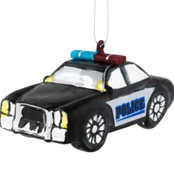 Best 5" Black Police Car Glass Christmas Ornament Occupations